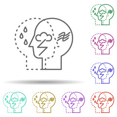 Human internal conflict in mind in multi color style icon. Simple thin line, outline vector of human mind icons for ui and ux, website or mobile application