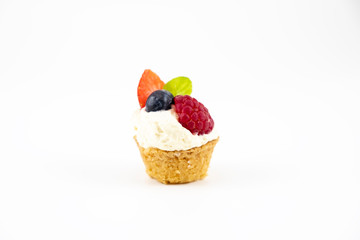 Mignon dessert with fruit cream and chocolate
