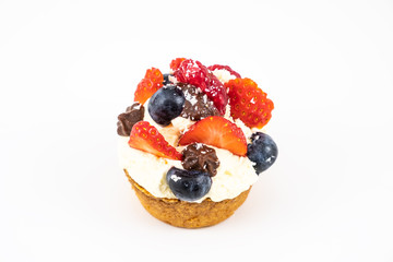 Mignon dessert with fruit cream and chocolate