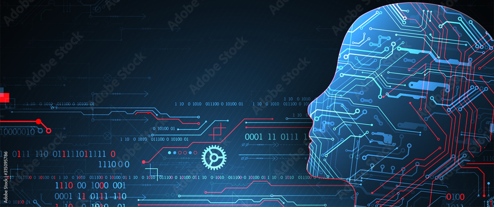 Poster artificial intelligence concept. technology background. vector science illustration