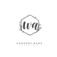Handwritten initial letter W A WA for identity and logo. Vector logo template with handwriting and signature style.