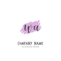 Handwritten initial letter W A WA for identity and logo. Vector logo template with handwriting and signature style.