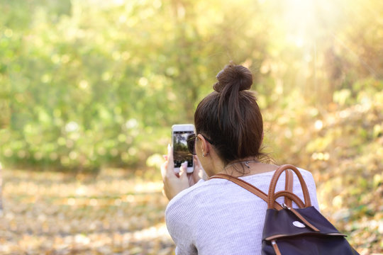 Taking photo, capturing natural beauty with a mobile phone 