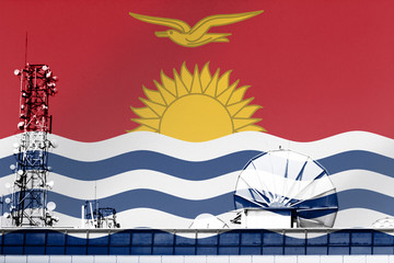 3D illustration Telecommunications in countries with the flag of Kiribati.
