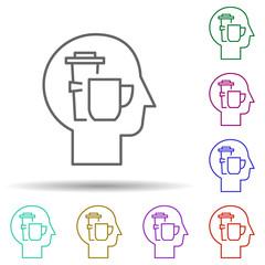 Human, cups in mind in multi color style icon. Simple thin line, outline vector of human mind icons for ui and ux, website or mobile application