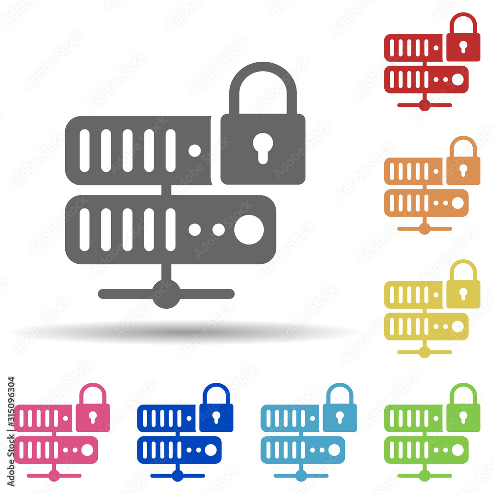 Poster internet lock, internet protection, server security in multi color style icon. simple glyph, flat ve