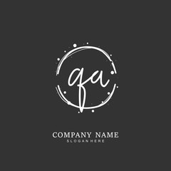 Handwritten initial letter Q A QA for identity and logo. Vector logo template with handwriting and signature style.