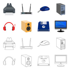 Vector design of laptop and device sign. Collection of laptop and server stock symbol for web.