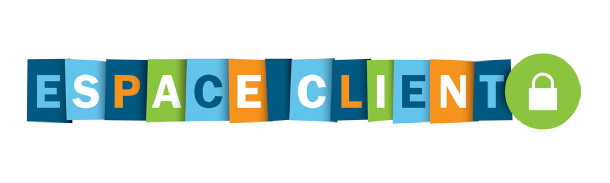 Bouton web typographique multicolore vecteur ESPACE CLIENT
