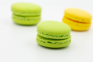 sweet colorful macaroons isolated on white background