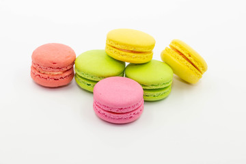 sweet colorful macaroons isolated on white background