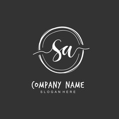 Obraz premium Handwritten initial letter S A SA for identity and logo. Vector logo template with handwriting and signature style.