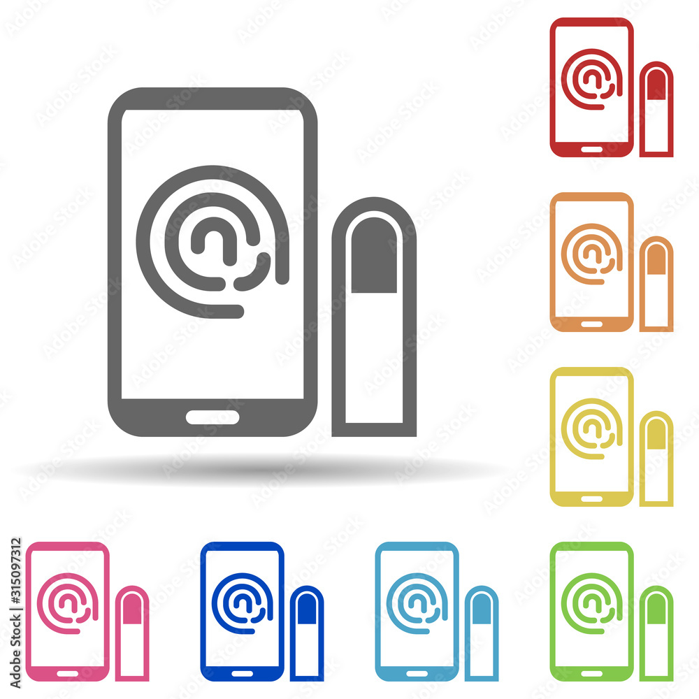 Aufkleber fingerprint scan in multi color style icon. simple glyph, flat vector of internet security icons for