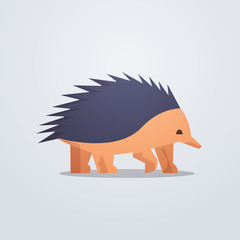 short-beaked echidna icon cartoon endangered wild animal symbol with shadow wildlife species fauna concept flat vector illustration