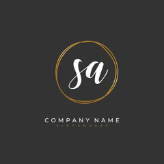 Handwritten initial letter S A SA for identity and logo. Vector logo template with handwriting and signature style.