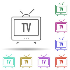 Tv advertising, promotion in multi color style icon. Simple thin line, outline vector of marketing and advertising icons for ui and ux, website or mobile application