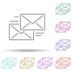 Send message, letters in multi color style icon. Simple thin line, outline vector of marketing and advertising icons for ui and ux, website or mobile application