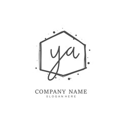 Handwritten initial letter Y A YA for identity and logo. Vector logo template with handwriting and signature style.