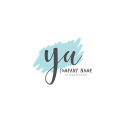 Handwritten initial letter Y A YA for identity and logo. Vector logo template with handwriting and signature style.