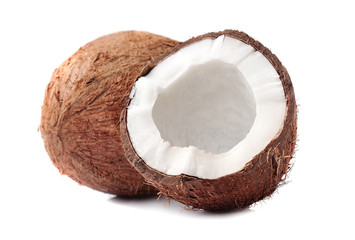 Coconuts on white backgrounds.