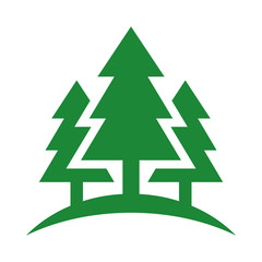 Fototapeta premium Green pine logo icon. simple corporate pine trees image vector.