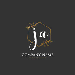 Handwritten initial letter J A JA for identity and logo. Vector logo template with handwriting and signature style.