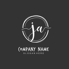 Handwritten initial letter J A JA for identity and logo. Vector logo template with handwriting and signature style.