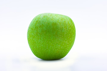 Green apple on the white background with clipping path.