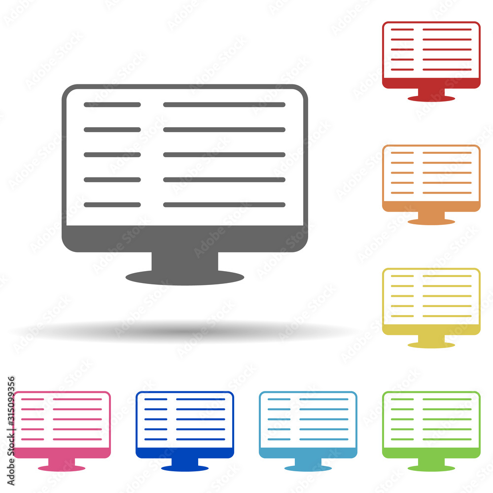 Poster monitor, text in multi color style icon. simple thin line, outline vector of miscellaneous icons for