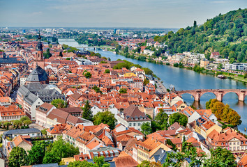 Heidelberg town on Neckar river, Germany - obrazy, fototapety, plakaty