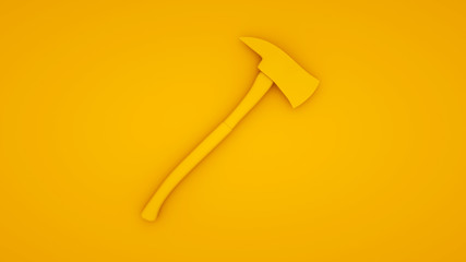Axe on yellow background. Minimal idea concept, 3d illustration