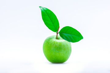 Green apple on the white background with clipping path.