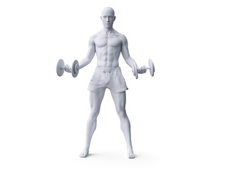3d rendered abstract illustration of a man working out