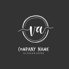 Handwritten initial letter V A VA for identity and logo. Vector logo template with handwriting and signature style.
