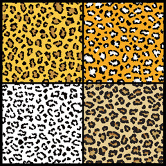 Set of leopard seamless pattern design, vector background