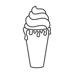 Ice cream in cone vector icon.Line vector icon isolated on white background ice cream in cone.