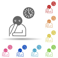Man, watch, wait in multi color style icon. Simple thin line, outline vector of miscellaneous icons for ui and ux, website or mobile application