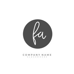 Handwritten initial letter F A FA for identity and logo. Vector logo template with handwriting and signature style.