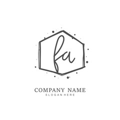 Handwritten initial letter F A FA for identity and logo. Vector logo template with handwriting and signature style.