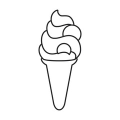 Ice cream in cone vector icon.Line vector icon isolated on white background ice cream in cone.
