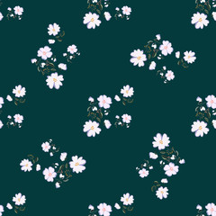 Seamless pattern with colorful hand drawn flowers. Original textile, wrapping paper, wall art surface design. Vector illustration. Floral simple minimalistic graphic design