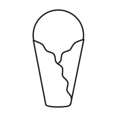 Ice cream in cone vector icon.Line vector icon isolated on white background ice cream in cone.