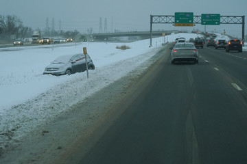 Car accident in winter conditions.