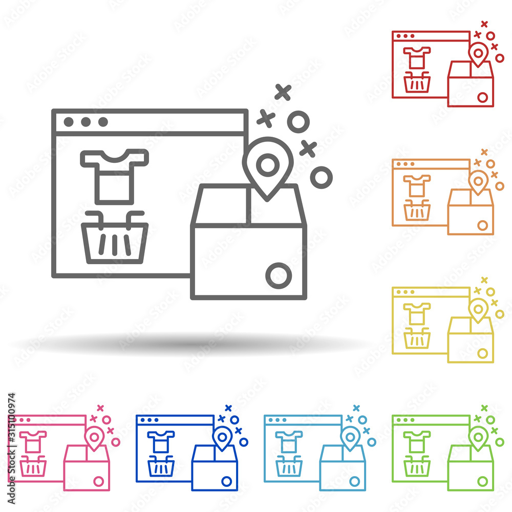 Poster location box in multi color style icon. simple thin line, outline vector of online shopping icons fo