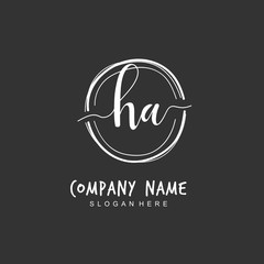 Handwritten initial letter H A HA for identity and logo. Vector logo template with handwriting and signature style.