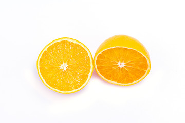 The Orange is half the ball on the white background with clipping path