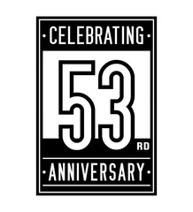 53 years logo design template. Anniversary vector and illustration.