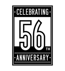 56 years logo design template. Anniversary vector and illustration.