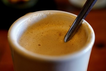 Macro Shot of a Cup of Fresh Cappuccino