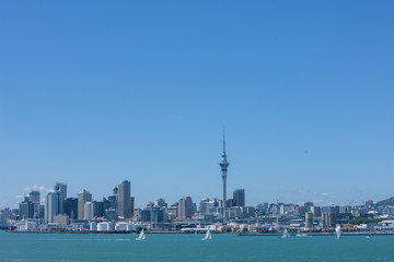 Auckland New Zealand Skyline city with tv tower